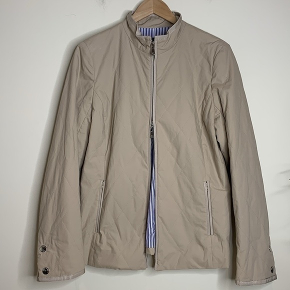 Brooks Brothers | Tan Khaki Diamond Stitch Quilted Double Zipper Jacket 6 - Picture 14 of 15